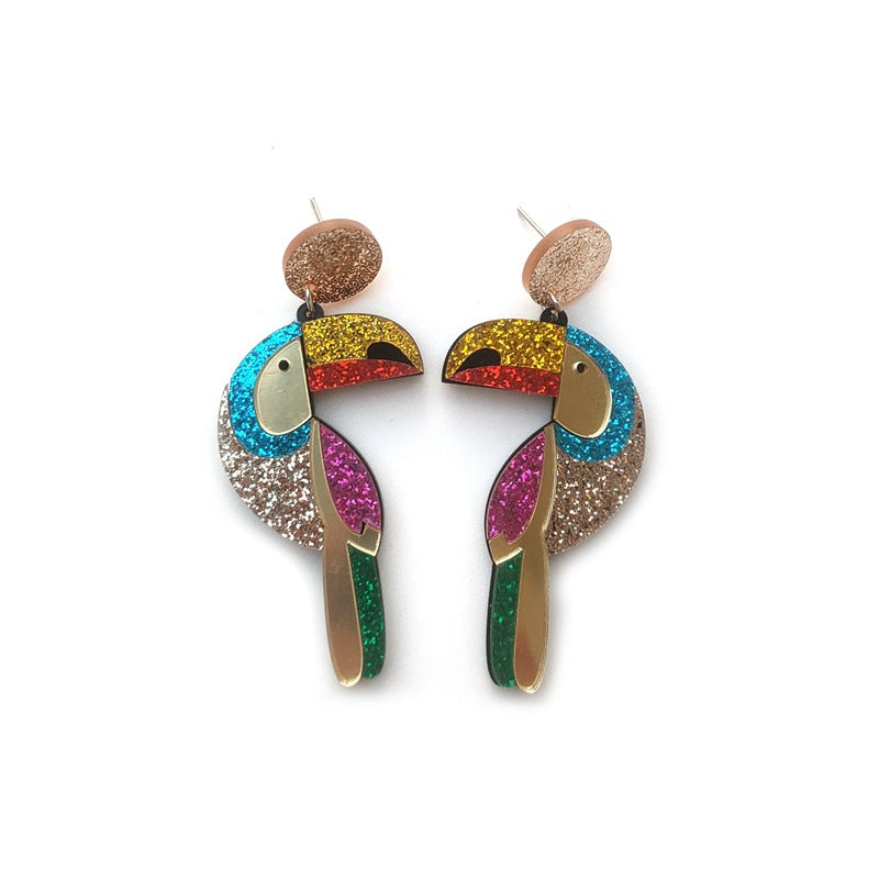 Parrot Bling Bling Glitter Earrings