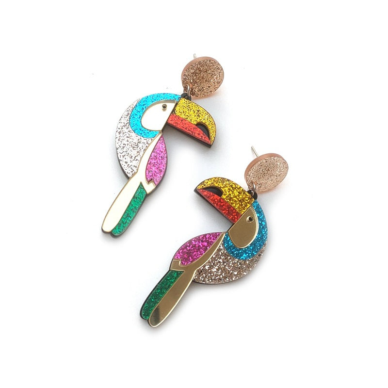Parrot Bling Bling Glitter Earrings