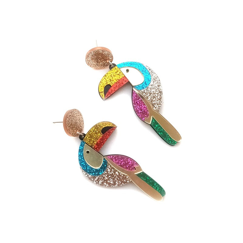 Parrot Bling Bling Glitter Earrings