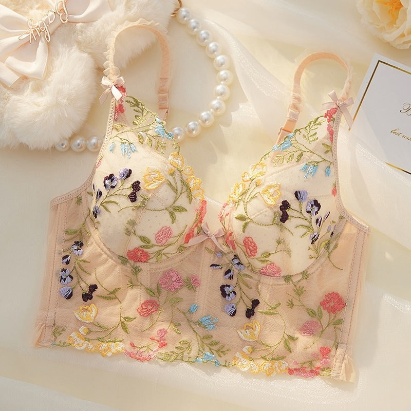 【Size S-XL】French Embroidery Lingerie Lace Flowers Sets